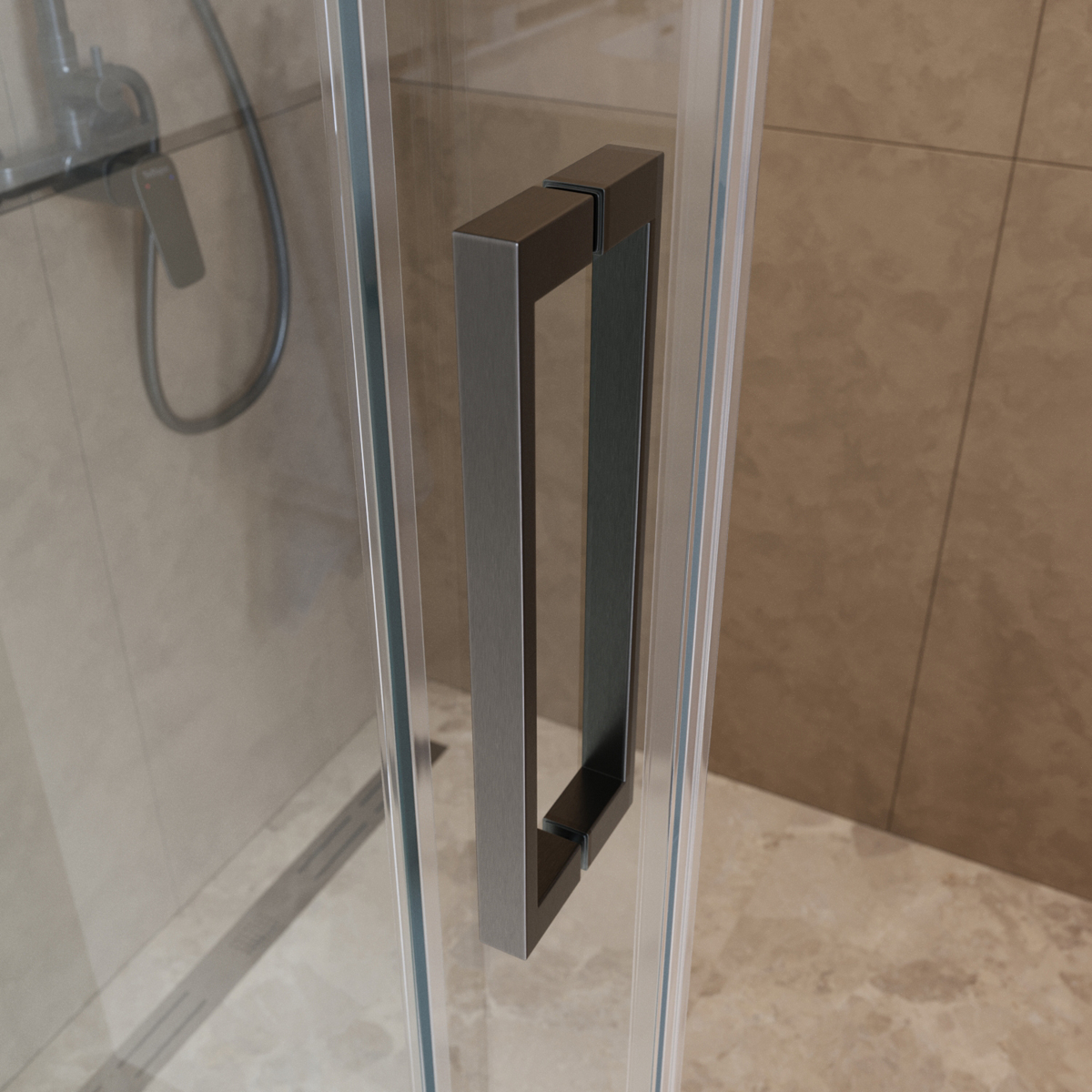 Душевая дверь шириной 130см BelBagno SOFT_CLOSE-1-BF-1-130-C-GM профиль оружейная сталь, стекло прозрачное