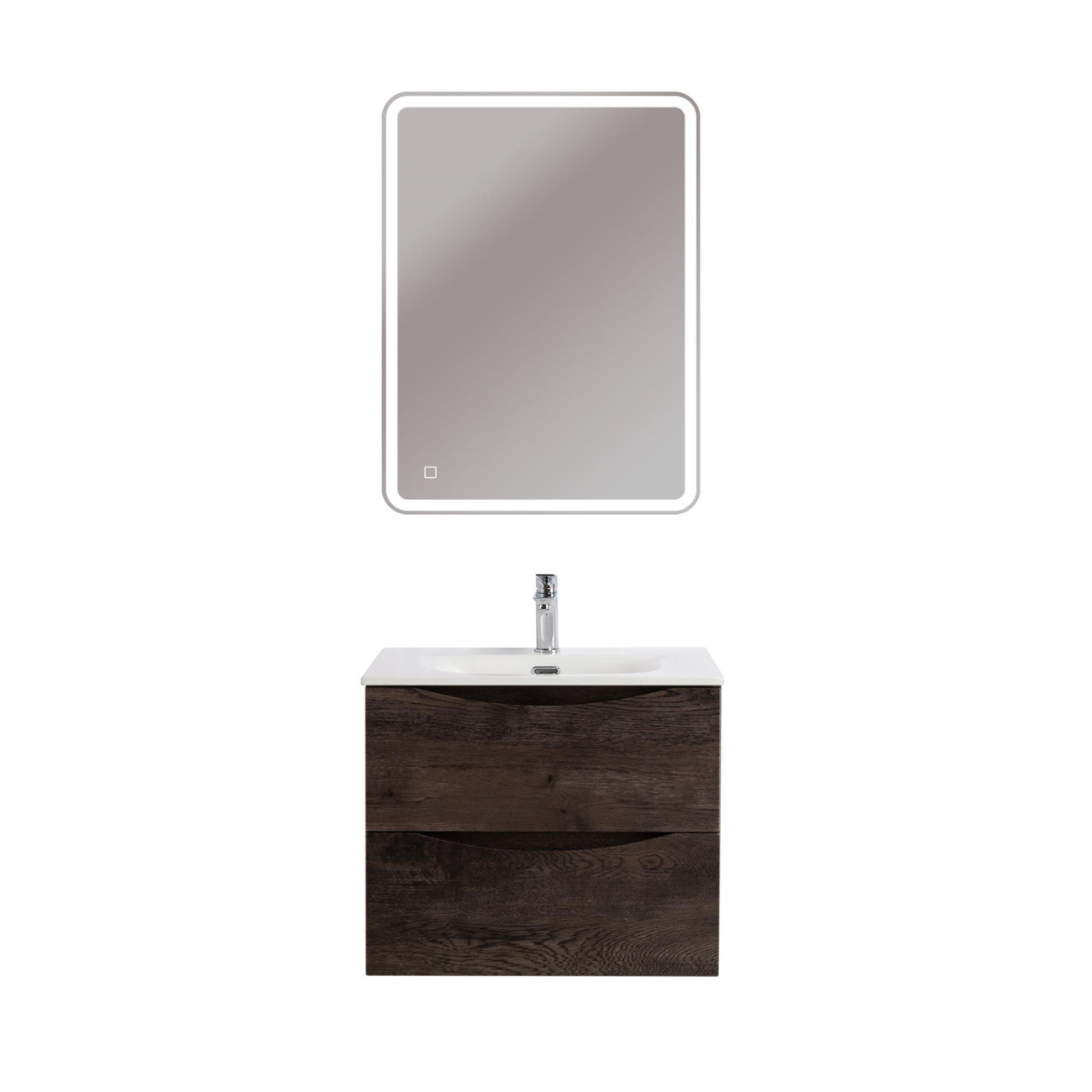 Тумба с раковиной подвесная BelBagno MARINO-CER-N-600-2C-SO-RNG-P Rovere Nature Grigio, раковина белая BB-8099-60