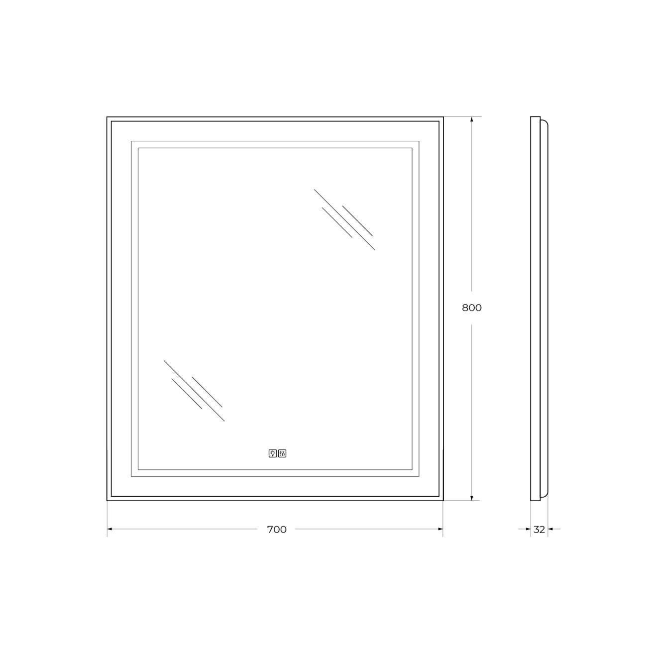 Зеркало BelBagno SPC-KRAFT-700-800-LED-TCH-WARM-NERO