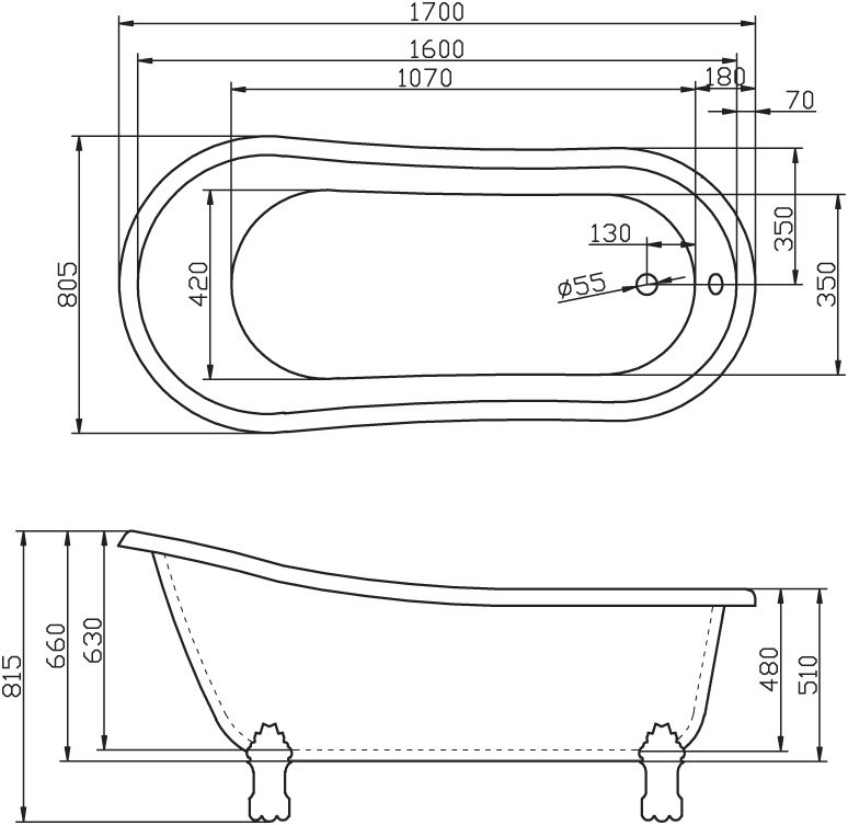 Ванна акриловая отдельностоящая BelBagno BB04