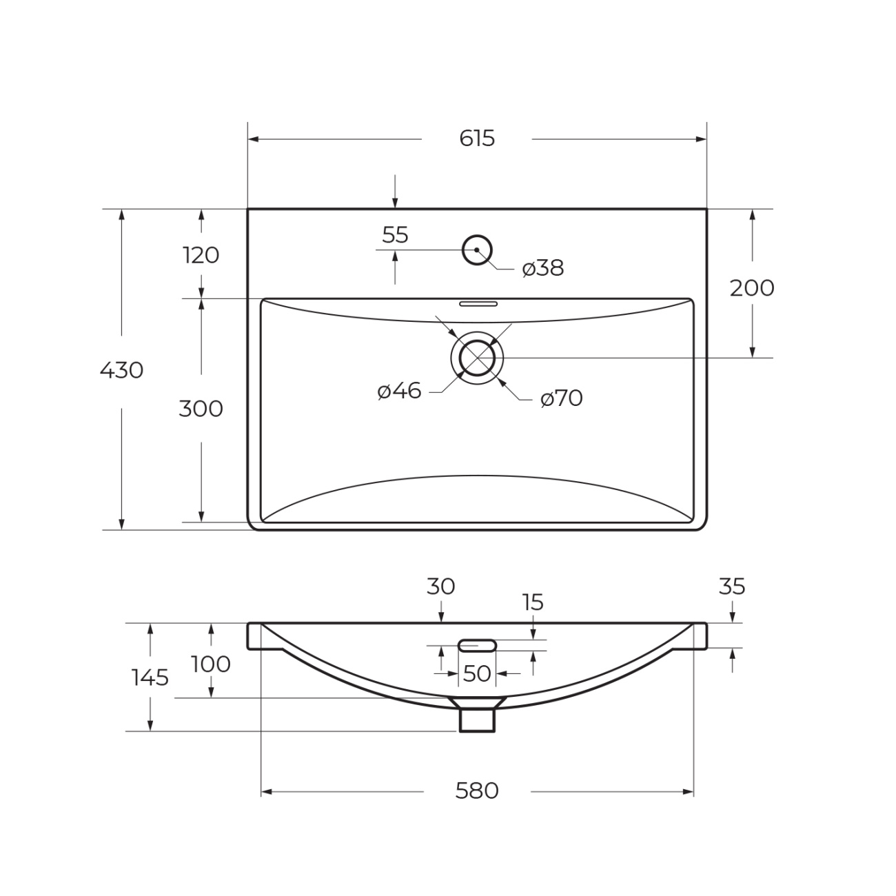 Подвесная тумба с раковиной Belbagno DUE 60 см Оружейная сталь DUE-600-2C-SO-GM-P + BB-8076-3-60
