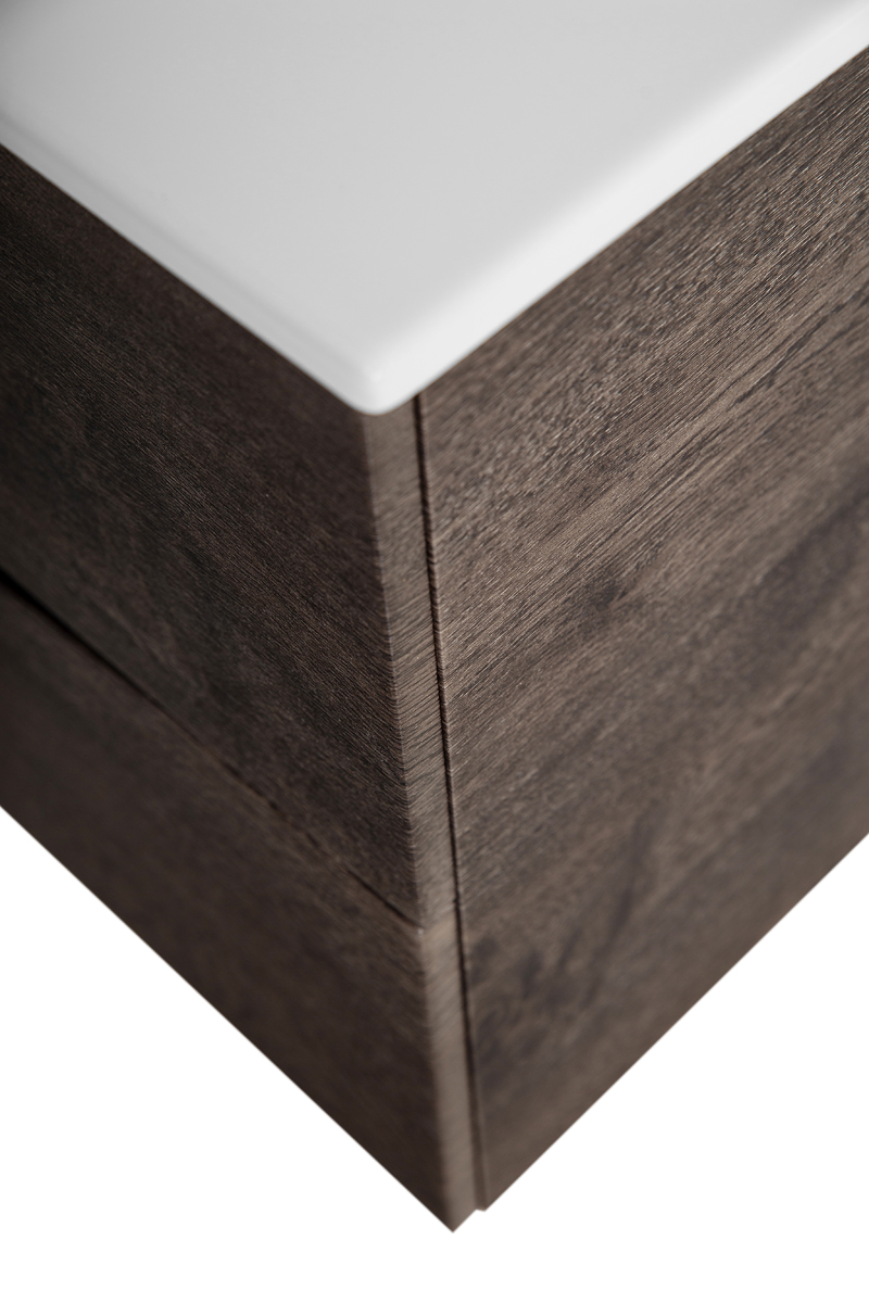 Тумба с раковиной подвесная BelBagno MARINO-CER-N-1000-2C-SO-RNG-P Rovere Nature Grigio, раковина белая BB-8099-100