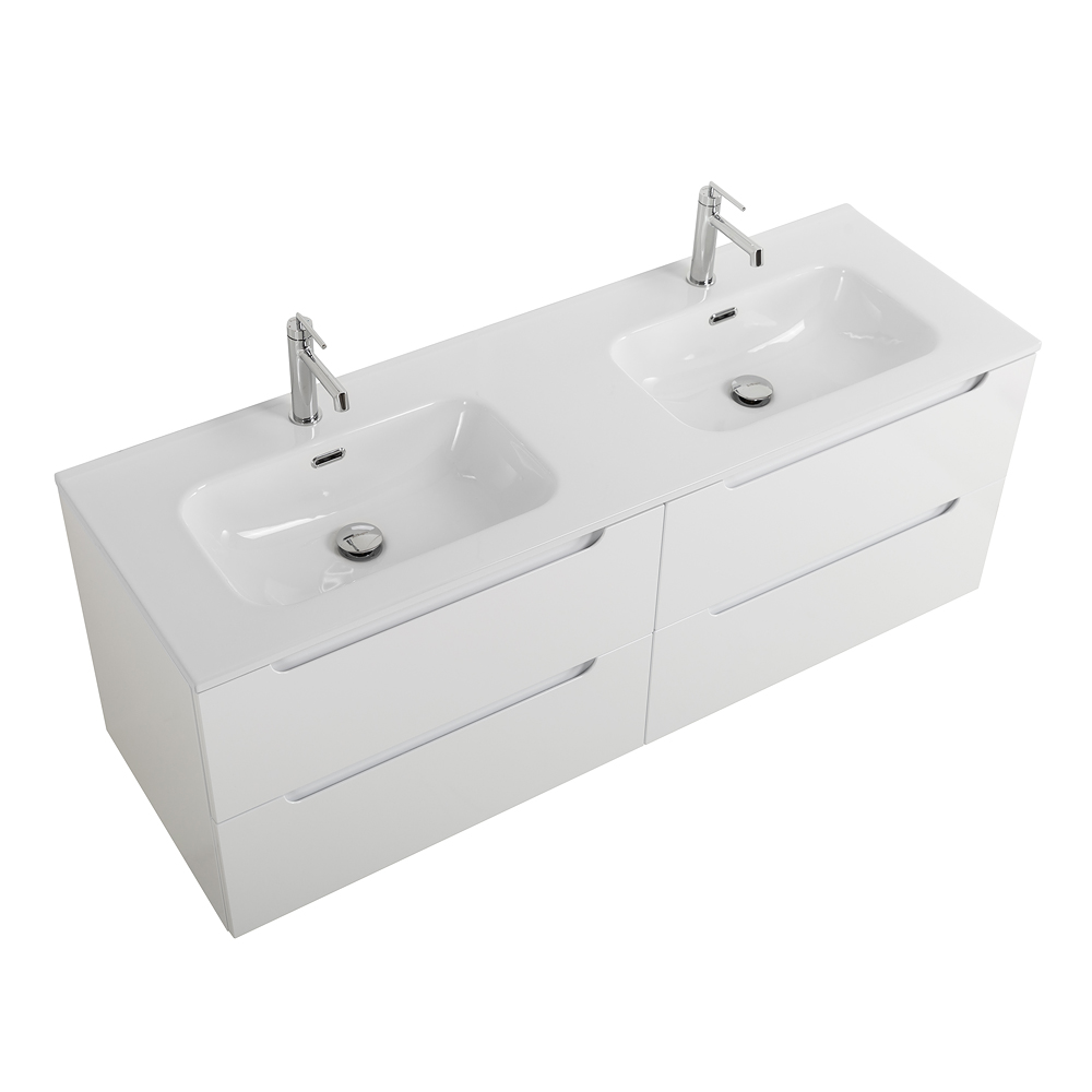 Тумба BelBagno ETNA-1200-4C-SO-2-BL с 2-й раковиной BelBagno BB1200-2-ETL, Bianco Lucido