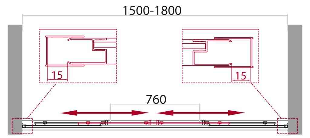 Дверь в проём BelBagno UNIQUE-BF-2-150/180-P-Cr