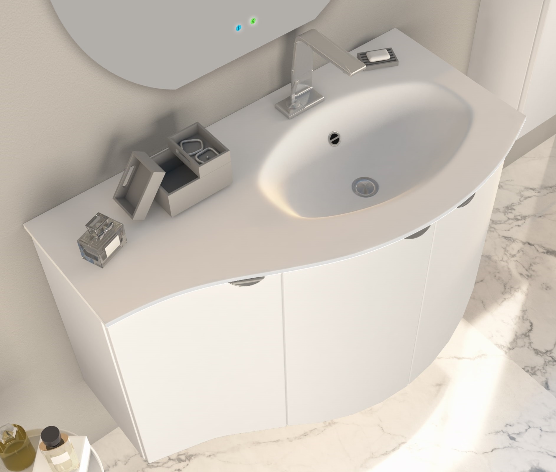 купить Мебель для ванной комнаты CEZARES RIALTO 104 см правосторонняя Bianco opaco 55170 + 55176 