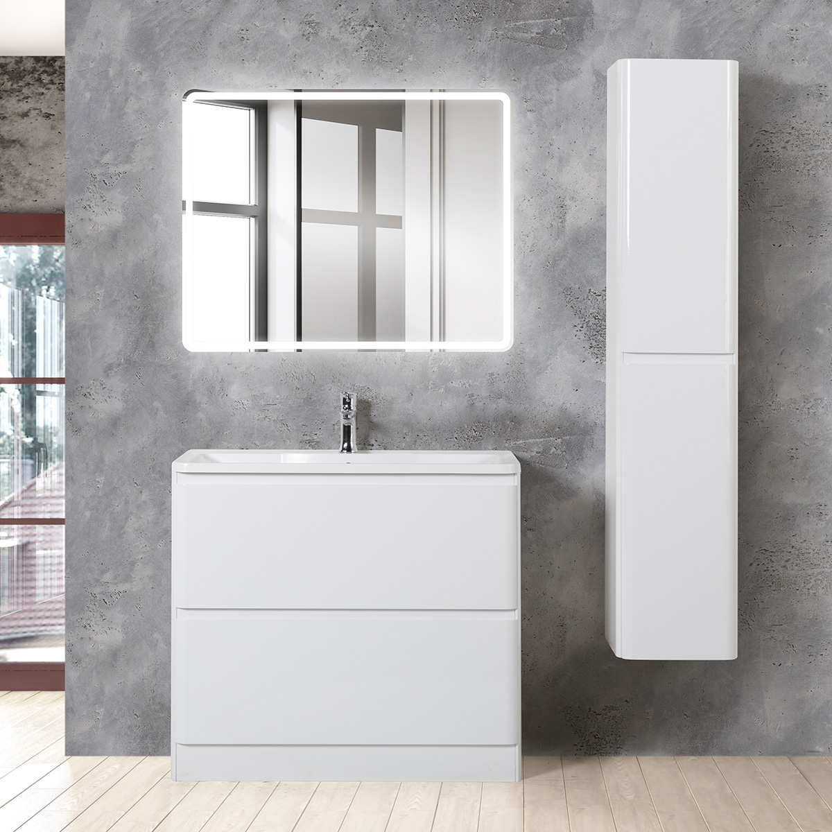 Пенал подвесной BelBagno ALBANO-1600-2A-SC-BL-P универсальный, Bianco Lucido