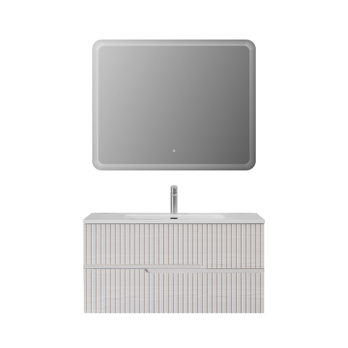 Тумба подвесная CEZARES DUET-N-1000-2C-SO-FBS-P с раковиной CZR-8095-100, ясень белый софт