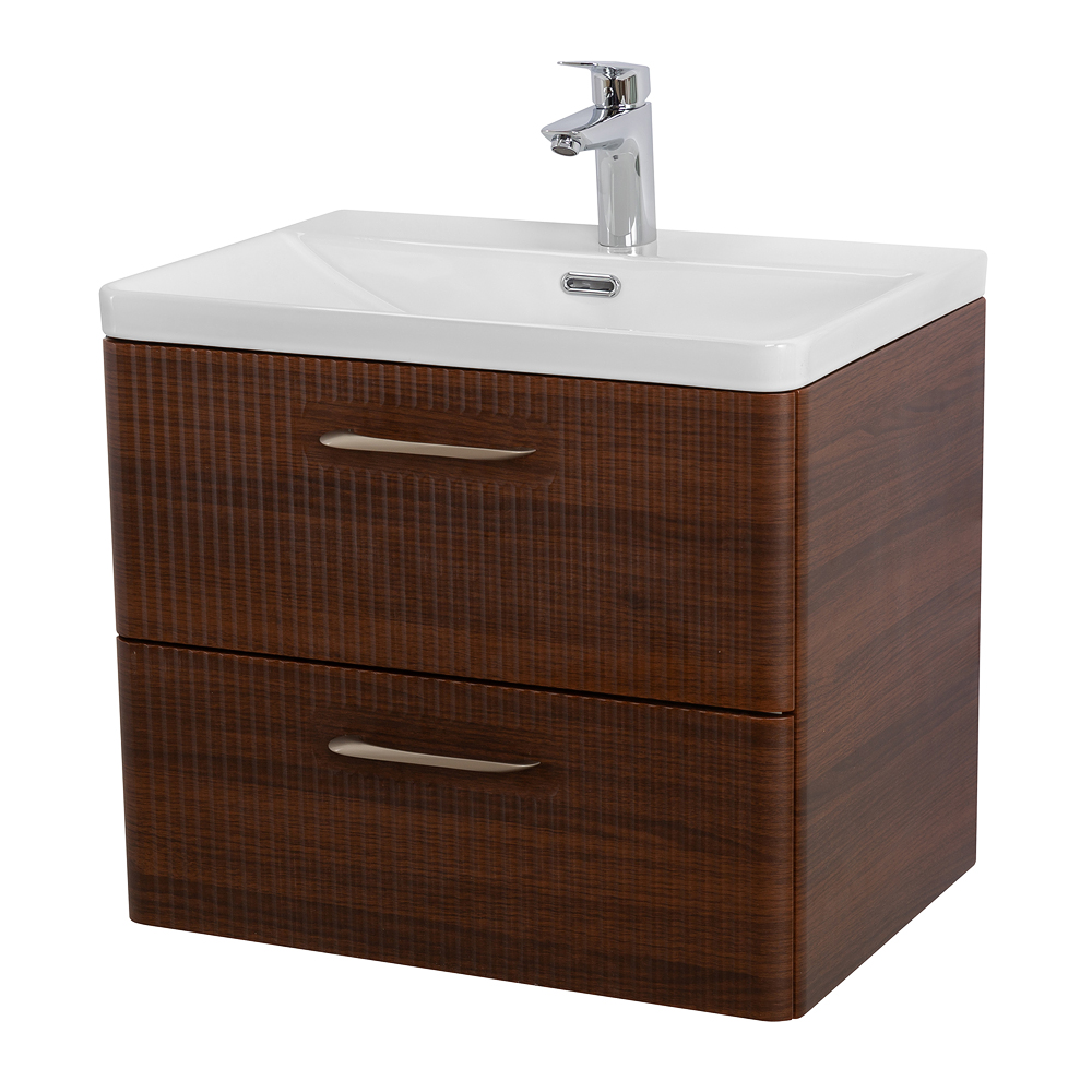 Подвесная тумба с раковиной Belbagno DUE 60 см Noce DUE-600-2C-SO-NOCE-P + BB-8076-3-60