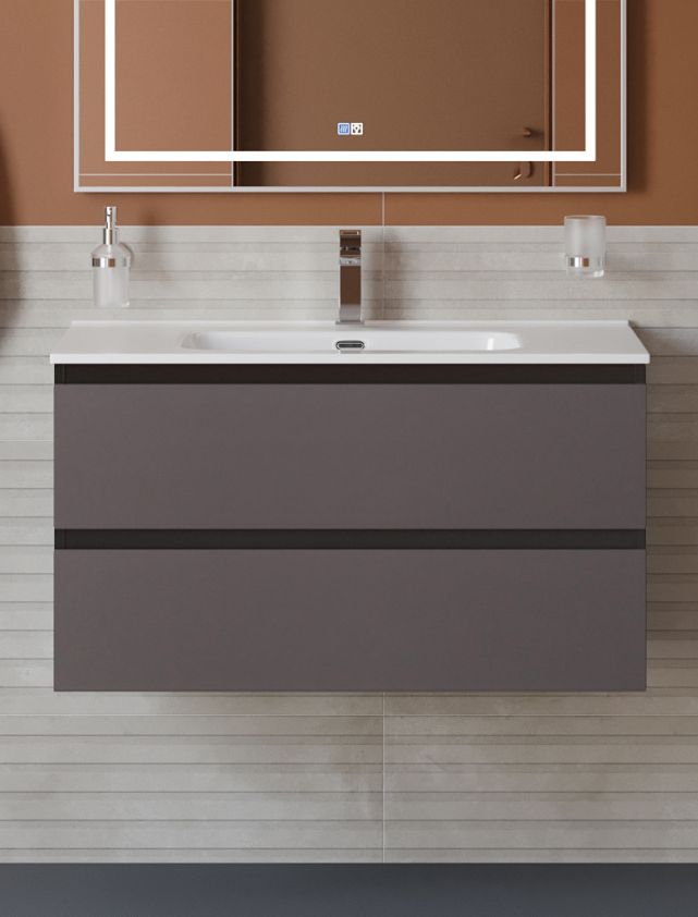 купить Тумба с раковиной подвесная BelBagno KRAFT-800-2C-SO-GSO Темно-Серый матовый, раковина белая BB800ETL 