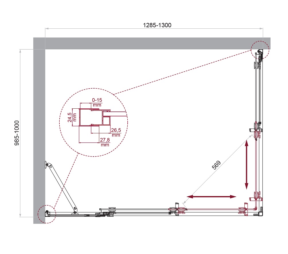 Душевой уголок BelBagno LUCE-AH-21-130/100-C-Cr