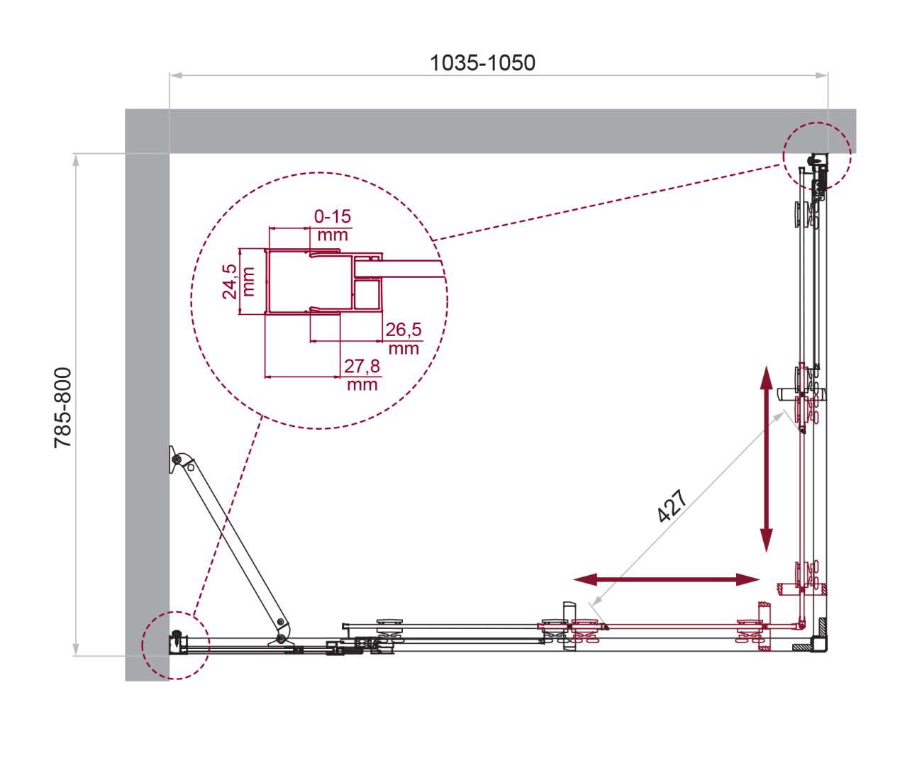 Душевой уголок BelBagno LUCE-AH-21-105/80-C-Cr