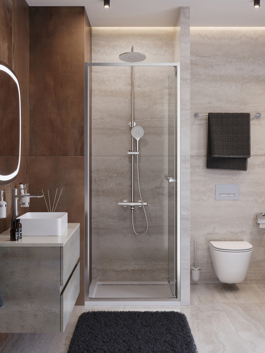 Душевая дверь Cezares LUX-B-FS-1-80-C-CR, 80х195, профиль хром, стекло прозрачное