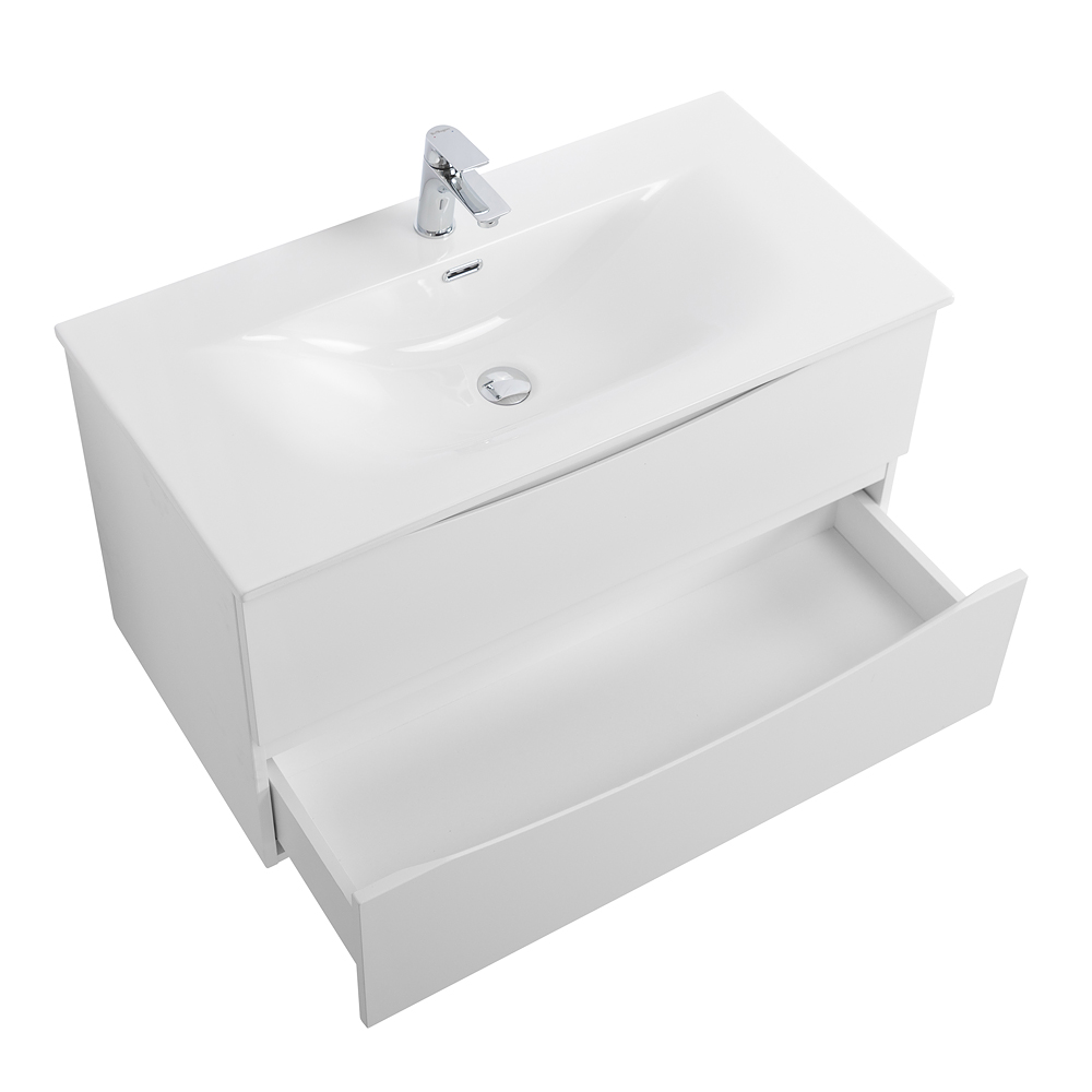 Тумба с раковиной подвесная BelBagno MARINO-CER-N-800-2C-SO-BO-P Bianco Opaco, раковина белая BB-8099-80