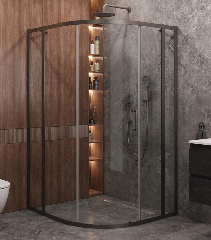 купить Душевой уголок Cezares MOLVENO-RH-11-120/110-C-GM-IV, 120х110х195, профиль оружейная сталь, прозрачное стекло 