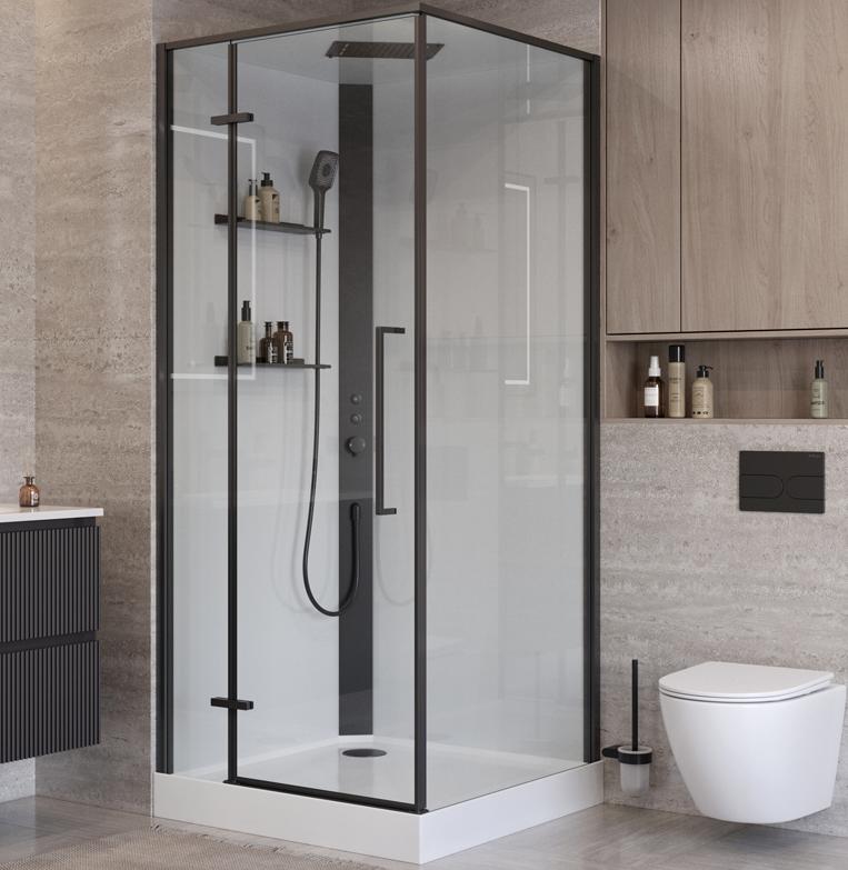 купить Душевая кабина BelBagno UNO-CAB-A-1-90-C-NERO-Bi-TOP-L, левосторонняя 