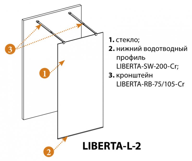 Душевая перегородка Cezares LIBERTA-L-2-90-GR-NERO чёрный профиль, стекло серое