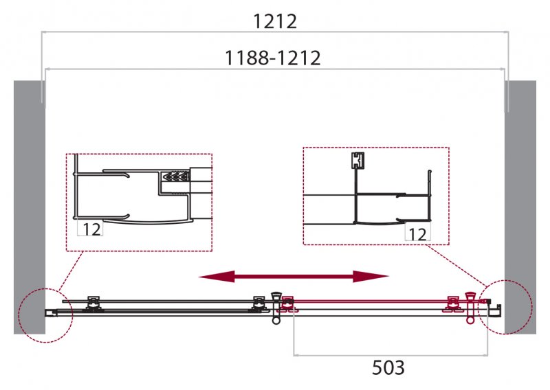Дверь в проём BelBagno UNO-195-BF-1-120-C-Cr