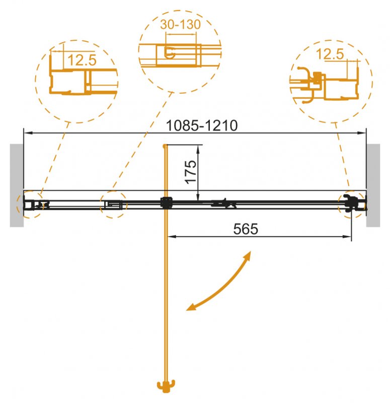 Дверь в проём Cezares VARIANTE-B-1-110/120-C-Cr