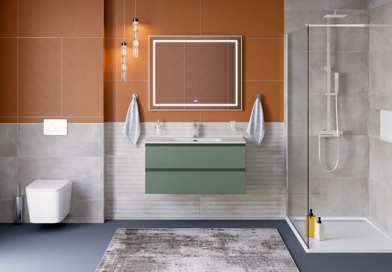 Тумба с раковиной подвесная BelBagno KRAFT-1000-2C-SO-VO Еловый матовый, раковина белая BB1000ETL