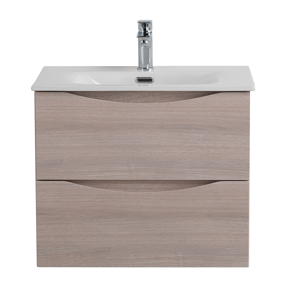 Тумба с раковиной подвесная BelBagno MARINO-CER-MINI-500-2C-SO-RG-P Rovere Grigio, раковина белая BB-8099-3-50