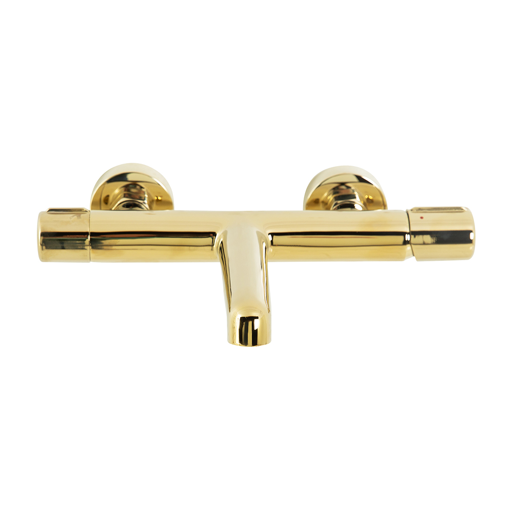 Смеситель для ванны и душа BelBagno UNO-VASM/DFS-ORO в комплекте с ручным душем, шлангом и держателем.