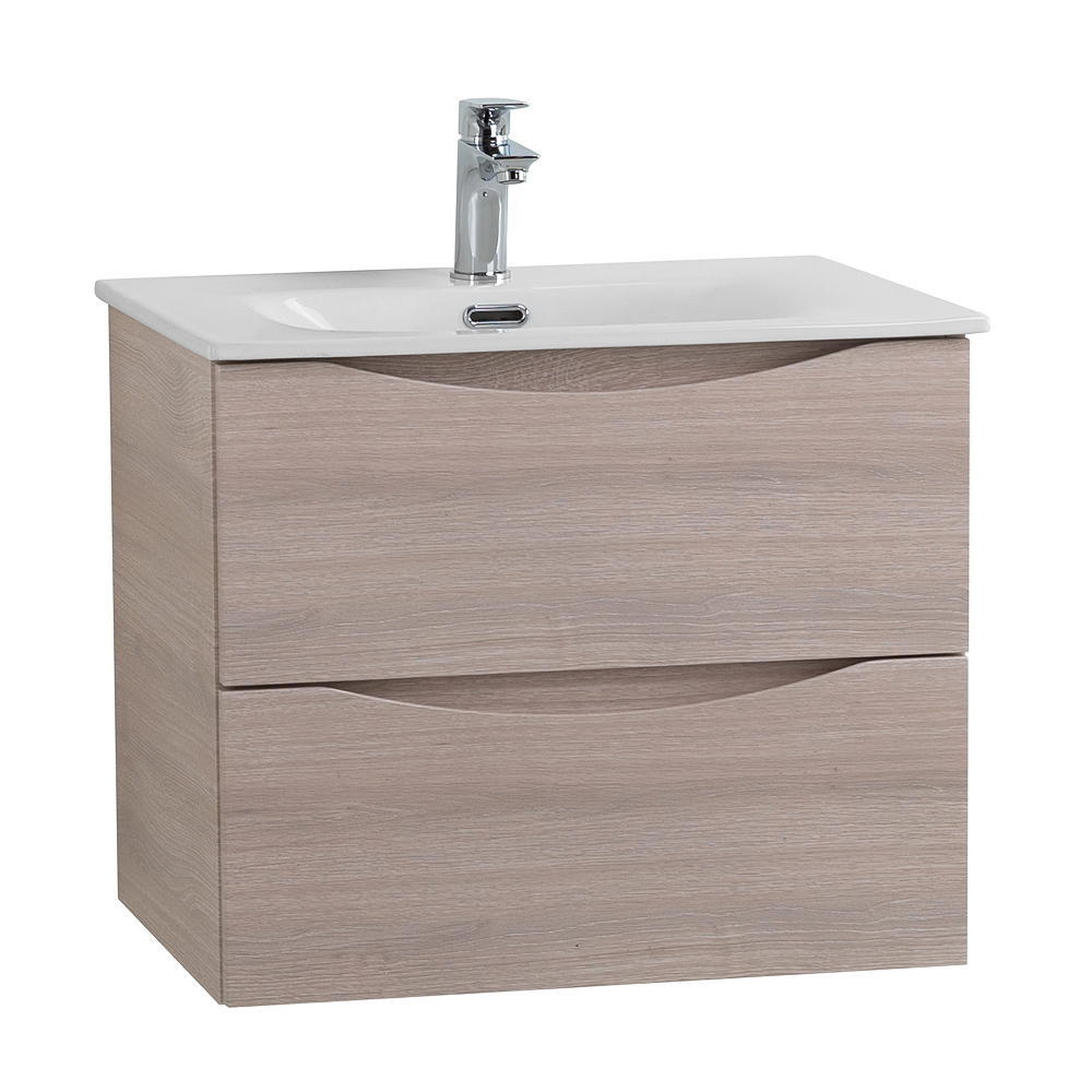 Тумба с раковиной подвесная BelBagno MARINO-CER-N-700-2C-SO-RG-P Rovere Grigio, раковина белая BB-8099-70