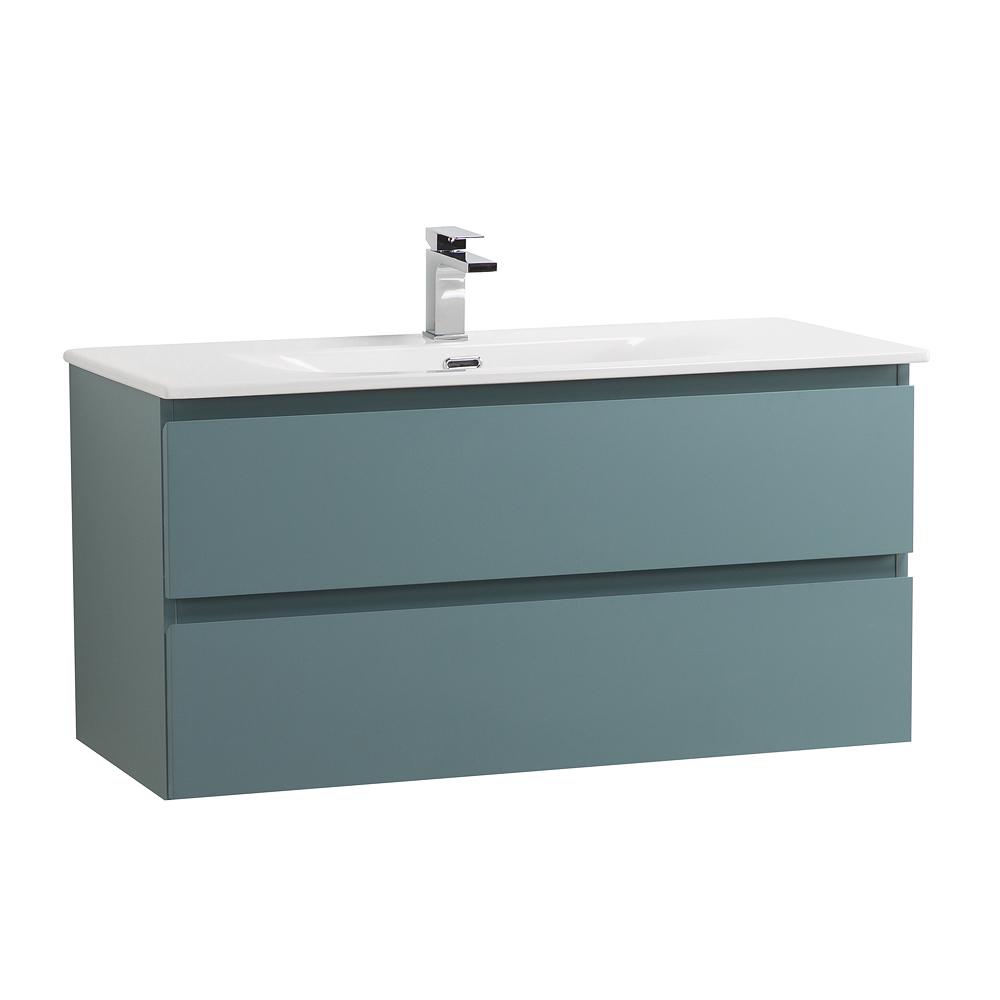 Тумба с раковиной подвесная BelBagno KRAFT-1000-2C-SO-AO Голубой матовый, раковина белая BB-8099-100