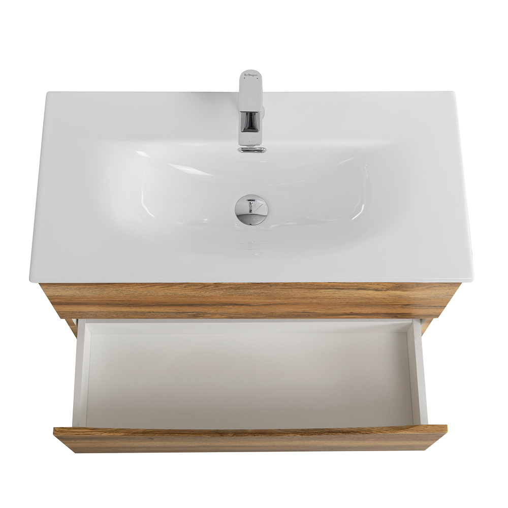 Тумба с раковиной подвесная BelBagno MARINO-CER-MINI-900-2C-SO-RR-P Rovere Rustico, раковина белая BB-8099-3-90