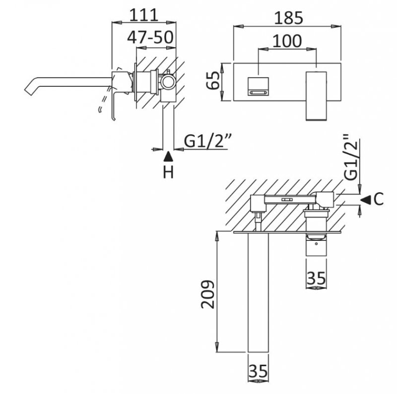 Cмеситель для раковины CEZARES PORTA-BLI-01-W0