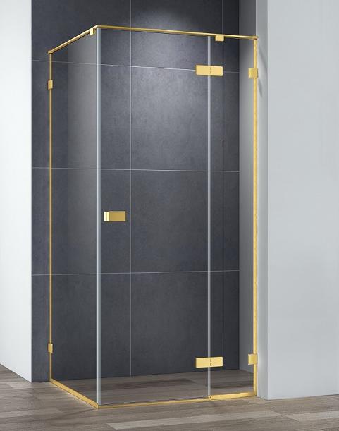 купить Душевой уголок Cezares BELLAGIO-A-1-100-C-BORO, 100х100х197, профиль брашированное золото, прозрачное стекло 
