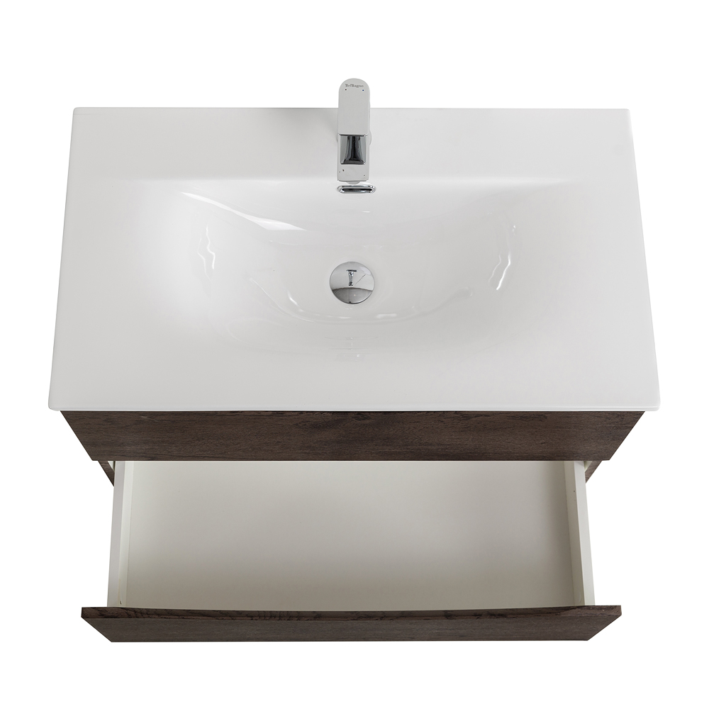 Тумба с раковиной подвесная BelBagno MARINO-CER-N-900-2C-SO-RNG-P Rovere Nature Grigio, раковина белая BB-8099-90