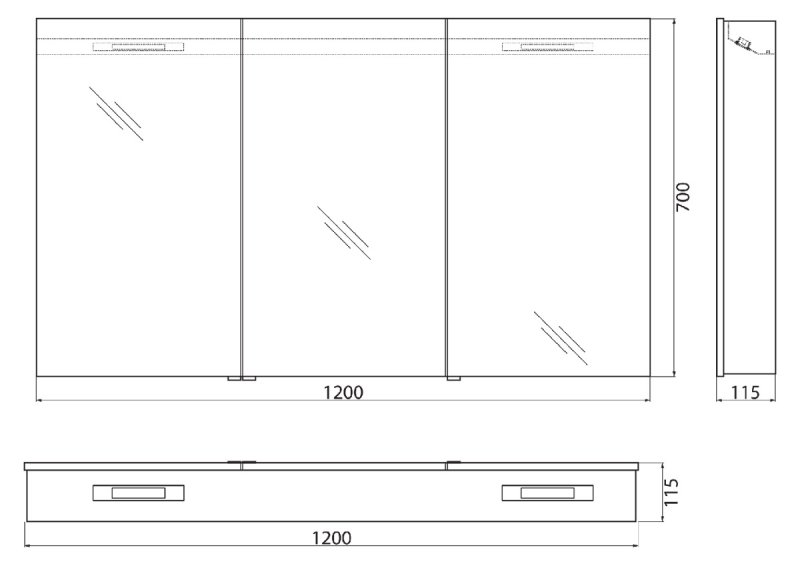 Зеркальный шкаф BelBagno SPC-3A-DL-BL-1200