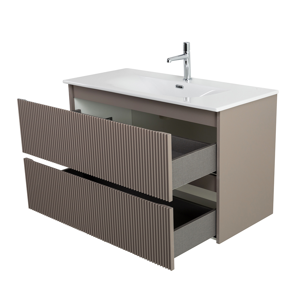 Тумба с раковиной подвесная BelBagno UNO-MINI-900-2C-SO-СO Бежевый матовый, раковина белая BB-8099-3-90