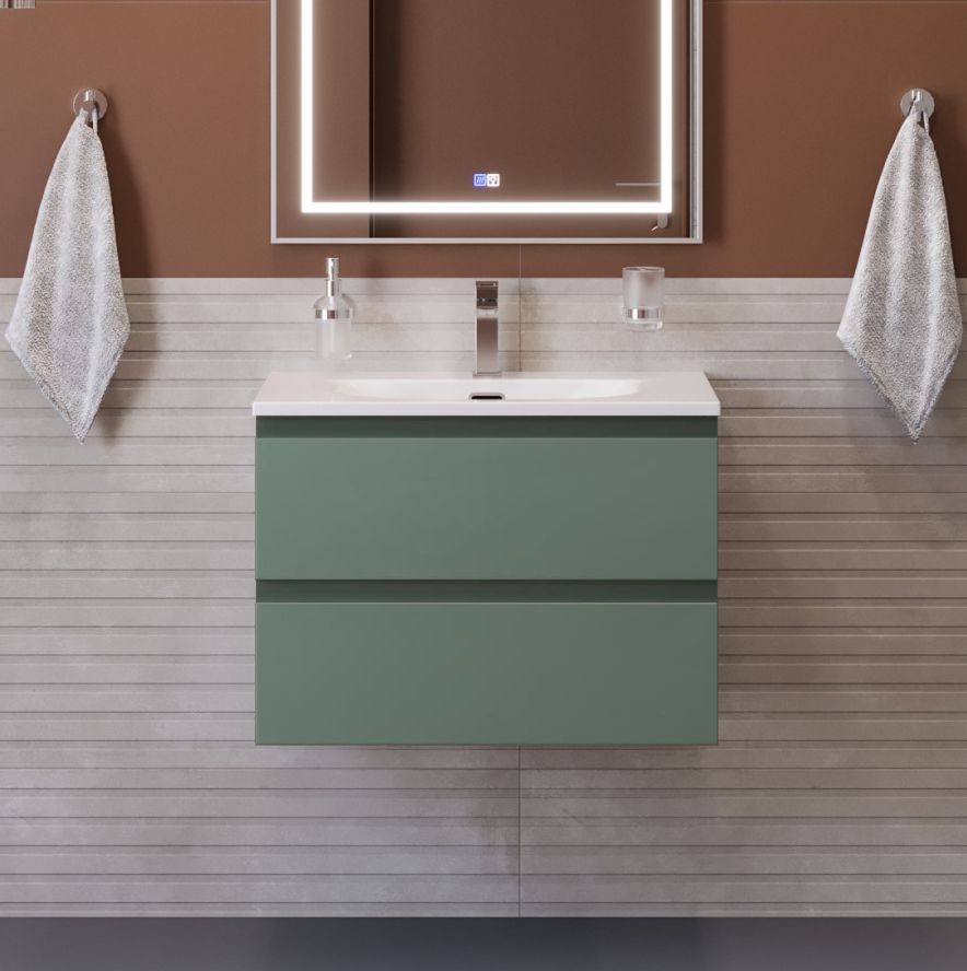 Тумба с раковиной подвесная BelBagno KRAFT-600-2C-SO-VO Еловый матовый, раковина белая BB-8099-60