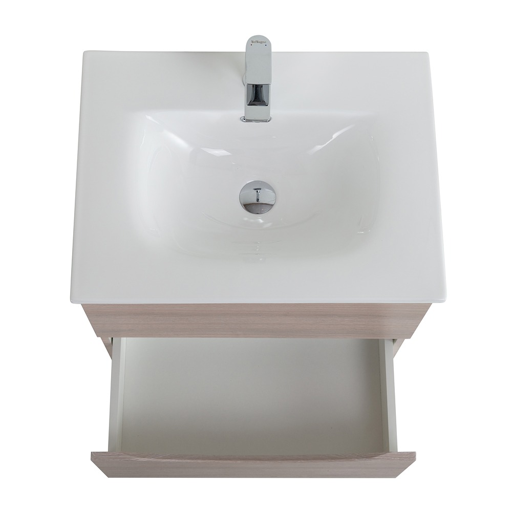 Тумба с раковиной подвесная BelBagno MARINO-CER-N-600-2C-SO-RG-P Rovere Grigio, раковина белая BB-8099-60
