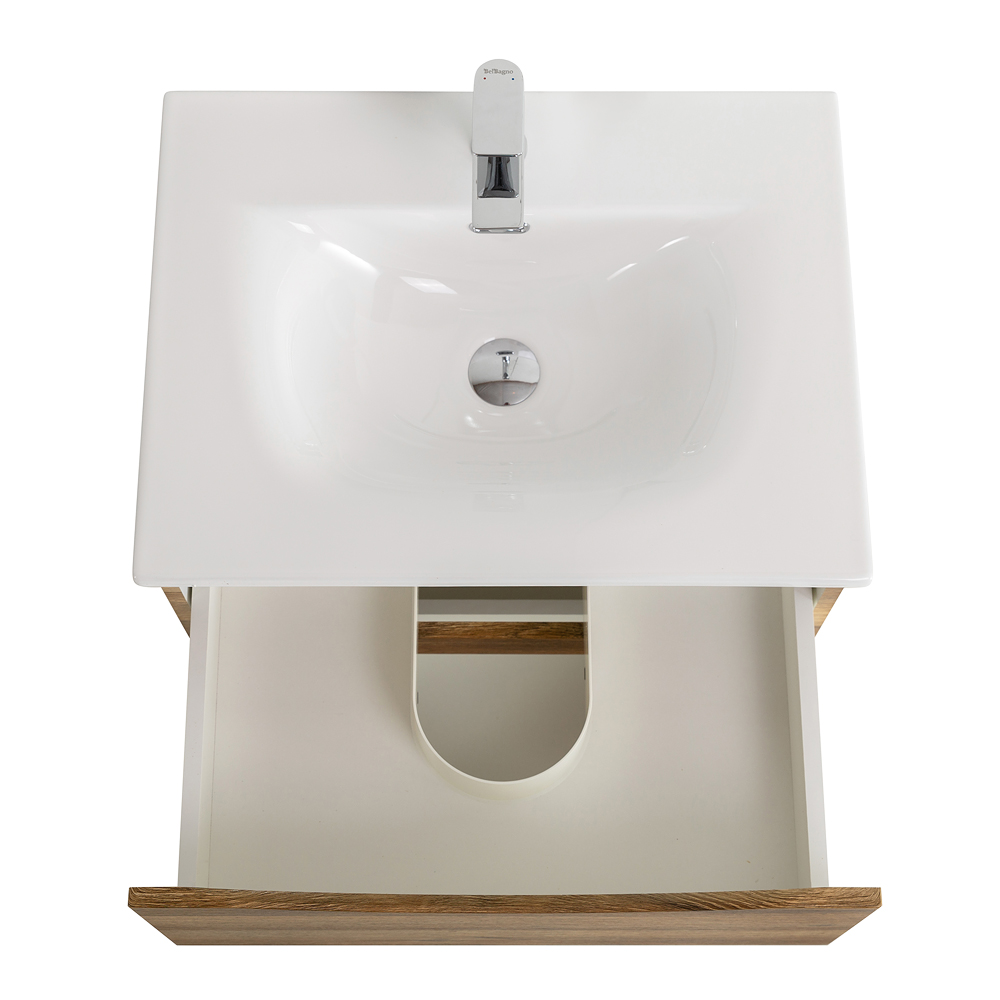 Тумба с раковиной подвесная BelBagno MARINO-CER-N-600-2C-SO-RR-P Rovere Rustico, раковина белая BB-8099-60