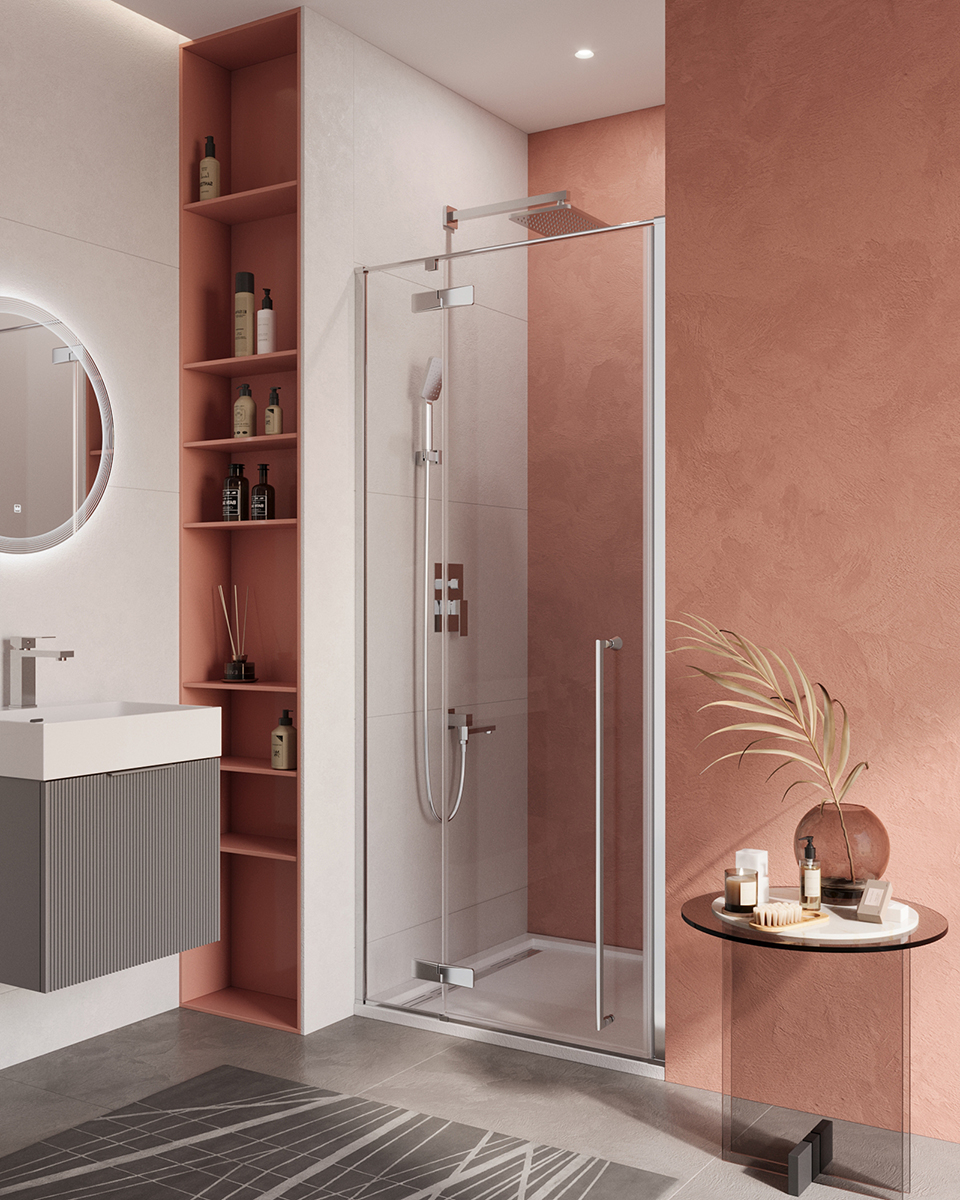 купить Душевая дверь Cezares LINER-B-12-90-C-Cr-L, 90х195, левосторонняя, профиль хром, прозрачное стекло 