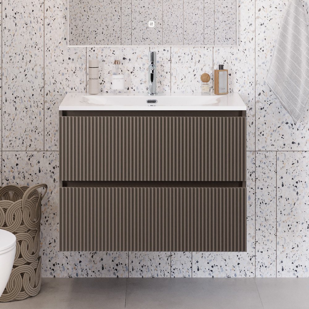 Тумба с раковиной подвесная BelBagno UNO-MINI-700-2C-SO-СO Бежевый матовый, раковина белая BB-8099-3-70