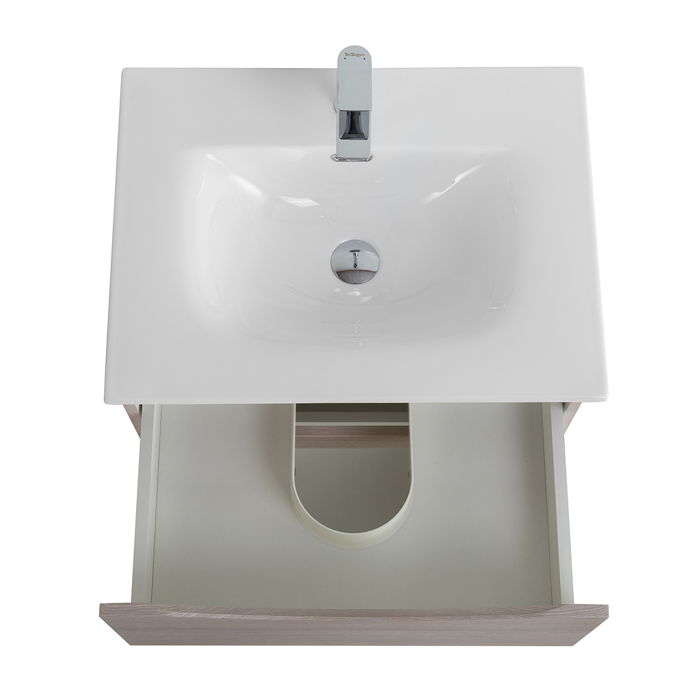 Тумба с раковиной подвесная BelBagno MARINO-CER-N-700-2C-SO-RG-P Rovere Grigio, раковина белая BB-8099-70