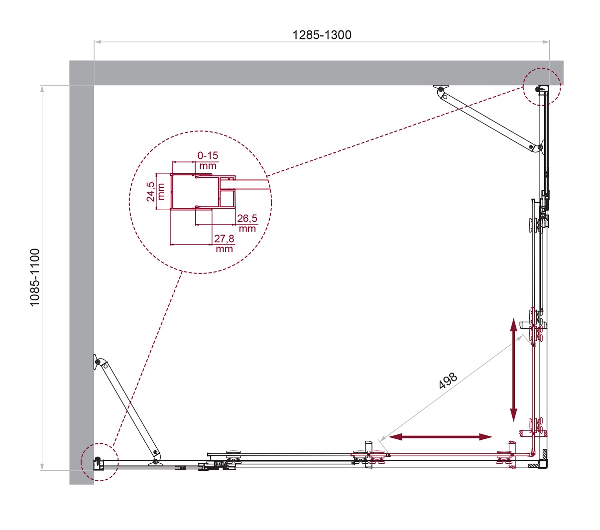 Душевой уголок LUCE-AH-22-130/110-C-Cr