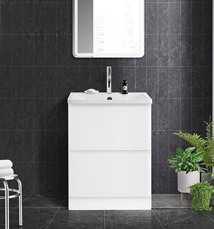 купить Тумба напольная с раковиной BelBagno ALBANO-600-2C-PIA-BL Bianco Lucido, раковина BB600/455-LV-MR-ALR 