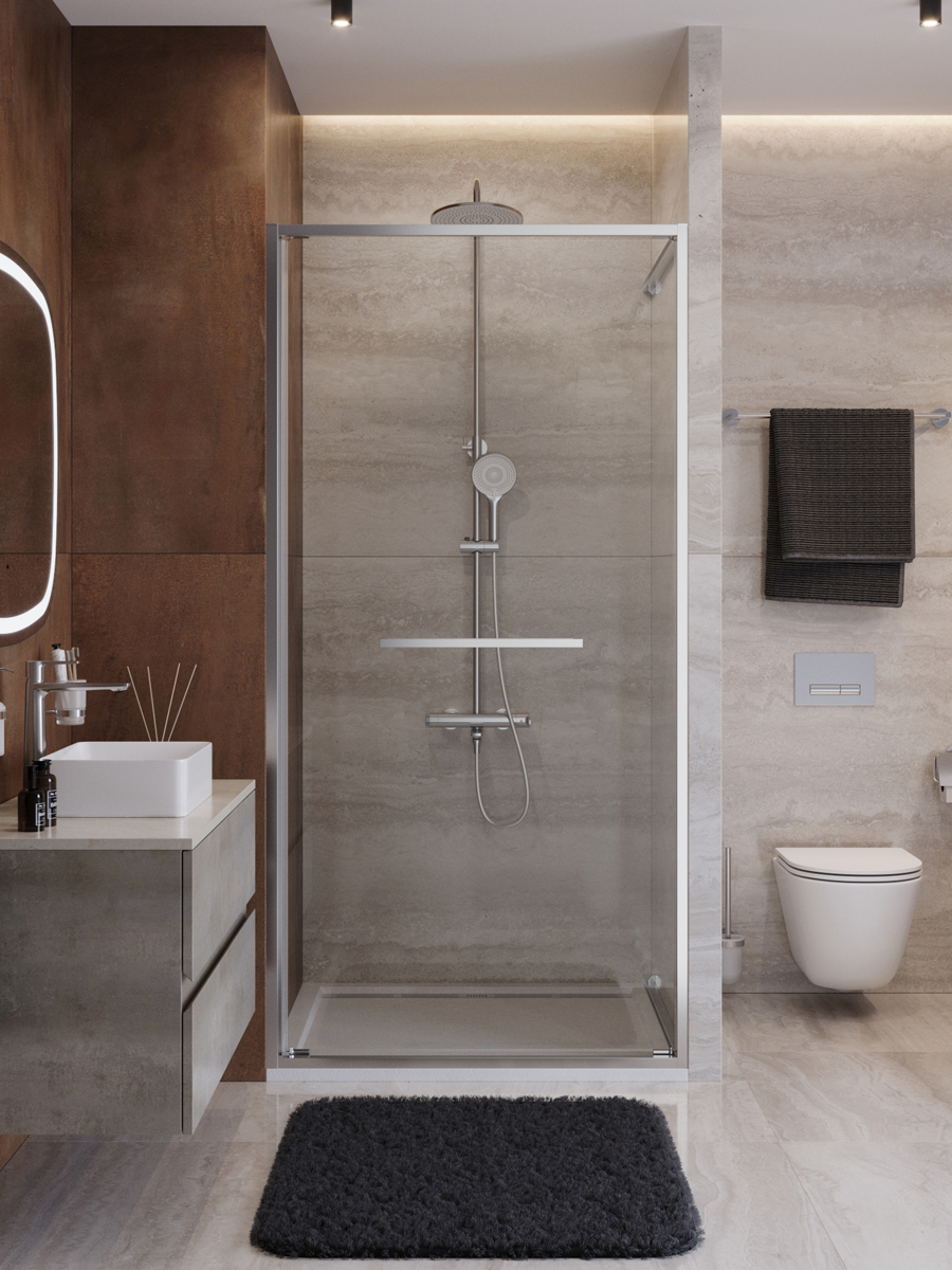 купить Душевая дверь Cezares LUX-B-FS-1-90-C-CR, 90х195, профиль хром, стекло прозрачное 