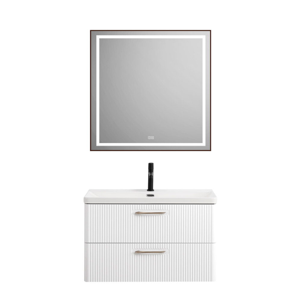 Подвесная тумба с раковиной Belbagno DUE, 80 см Bianco Lucido DUE-800-2C-SO-BL-P + BB-8076-3-80