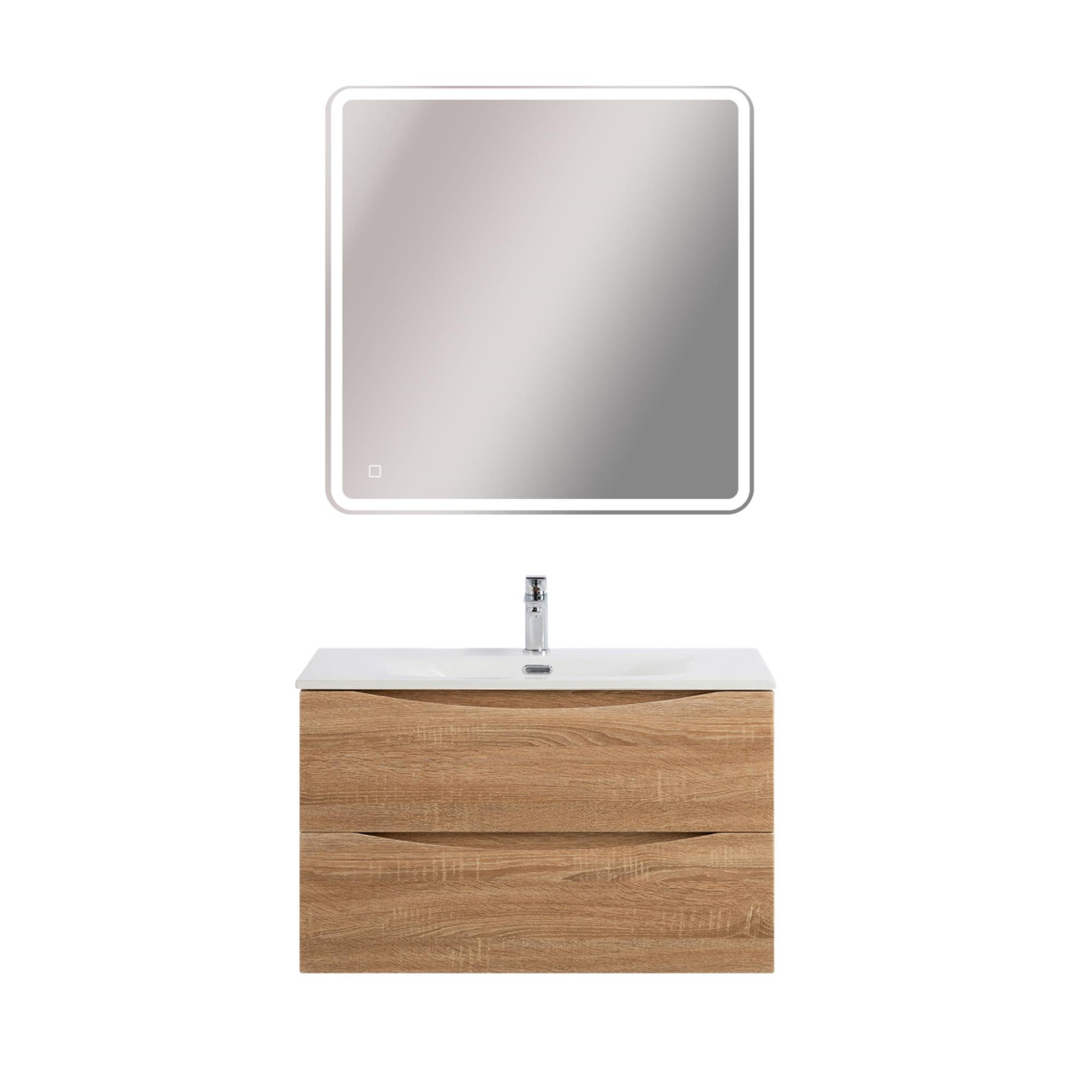 Тумба с раковиной подвесная BelBagno MARINO-CER-N-900-2C-SO-WO-P Rovere Bianco, раковина белая BB-8099-90
