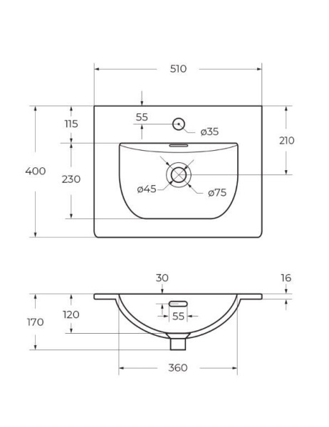 Тумба с раковиной подвесная BelBagno UNO-MINI-500-2C-SO-GSO Темно-Серый матовый, раковина белая BB-8099-3-50