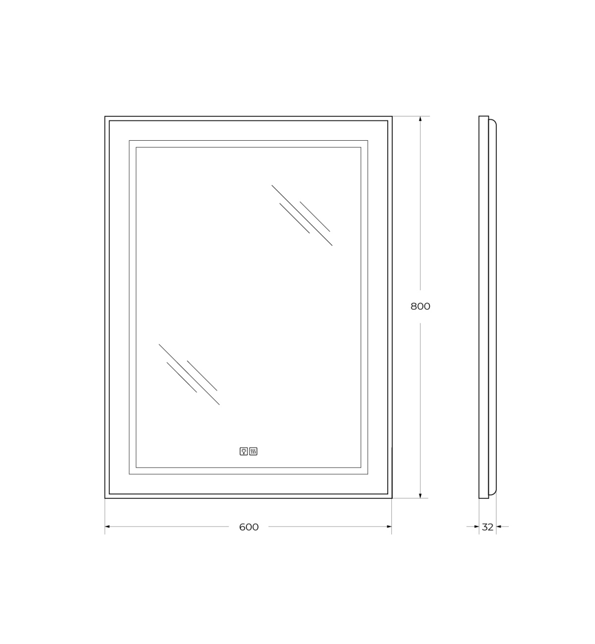 Зеркало BelBagno SPC-KRAFT-600-800-TCH-WARM