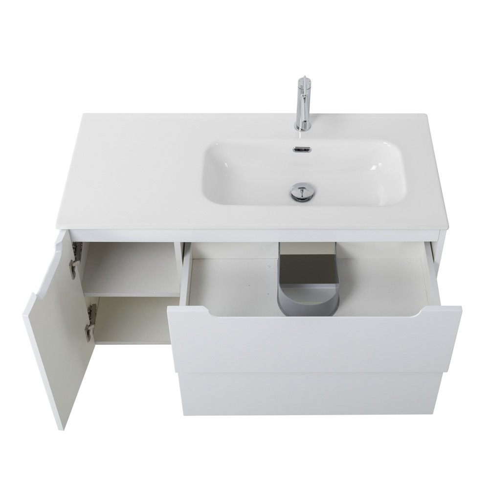 Подвесная тумба с раковиной BelBagno ETNA 100 Bianco Lucido правая, ETNA-1000-2C-1A-SO-BL-R + BB1000ETL-R