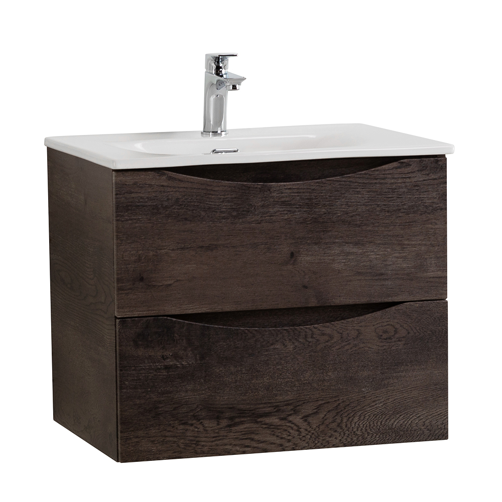 Тумба с раковиной подвесная BelBagno MARINO-CER-MINI-600-2C-SO-RNG-P Rovere Nature Grigio, раковина белая BB-8099-3-60