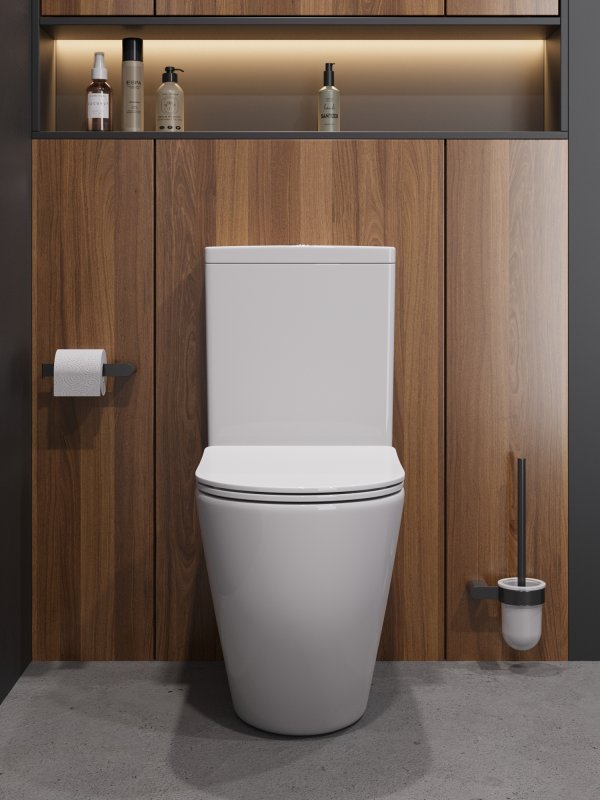 Унитаз-компакт CEZARES STYLUS CZR-538-CP-TOR/SC безободковый с сиденьем и смывом TORNADO