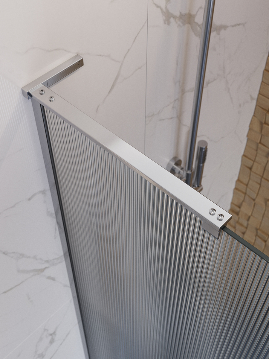 Душевая перегородка BelBagno UNO-L-1-TB-90-FL-Cr профиль хром, стекло  рифленое FLUTTO